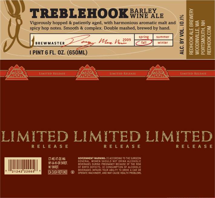 Label from the Redhook Treblehook Barley Wine (Limited Release)